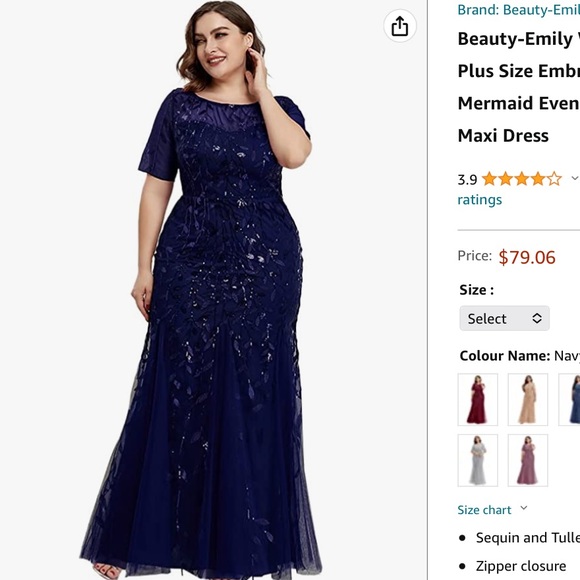 Dresses & Skirts - Beautiful Beaded dress-long with tulle kick pleats on bottom.  Size XXL